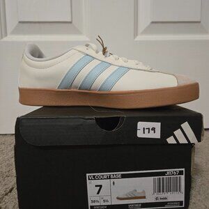 NEW_Adidas VL Court Base "Halo White/ Halo Turquoise" Size 7W_ JI1767